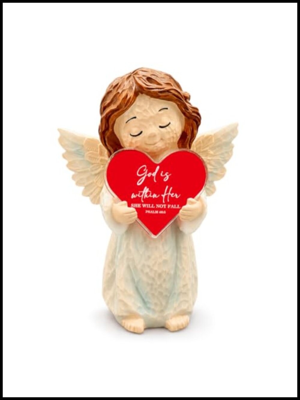 Angel Figurine with Heart Message Card Christian Gift Home Decor
